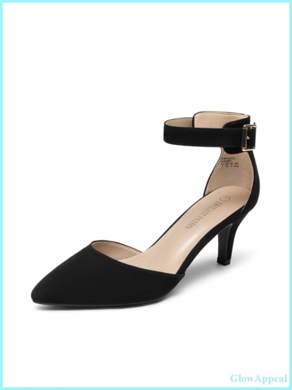Women's Kitten Heel Ankle Strap Pumps Pointed Toe Buckle
